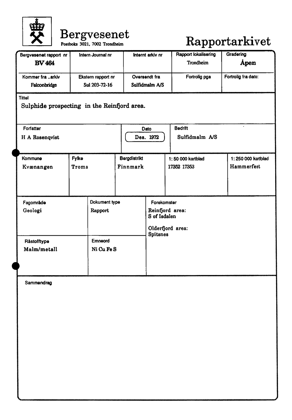 Bergvesenet Rapportarkivet