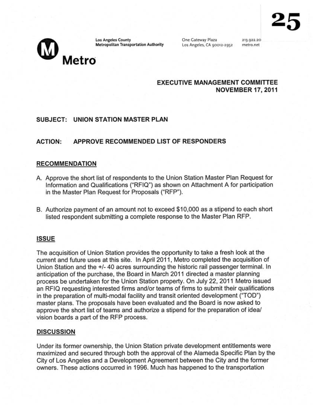 Union Station Master Plan