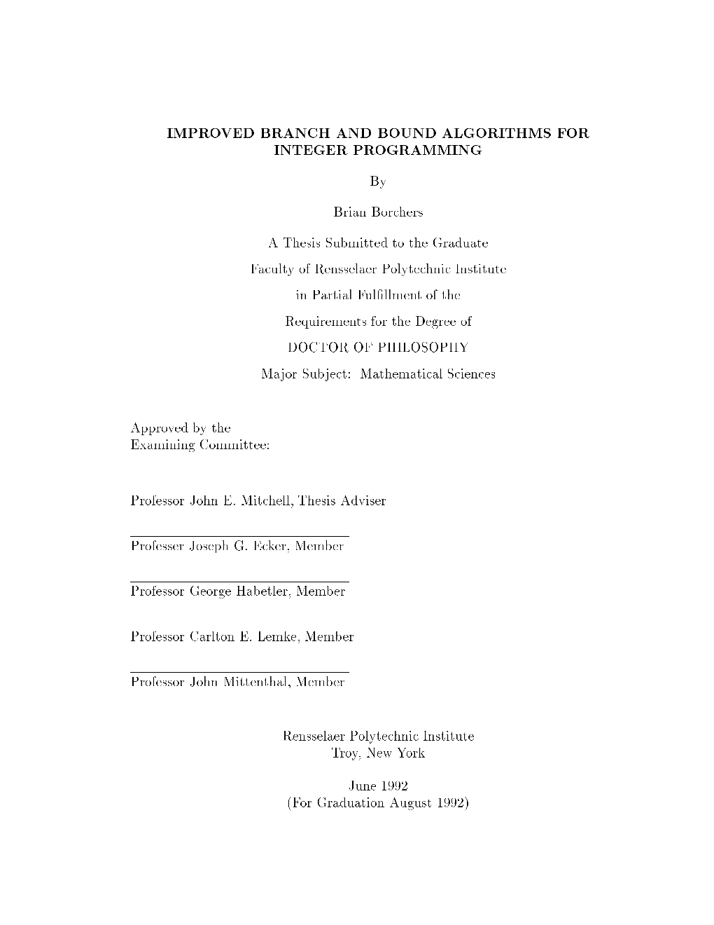 Improved Branch and Bound Algorithms for Integer