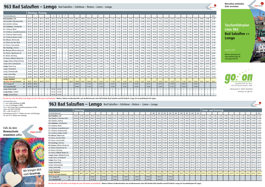 Taschenfahrplan Linie 963 Bad Salzuflen Lemgo