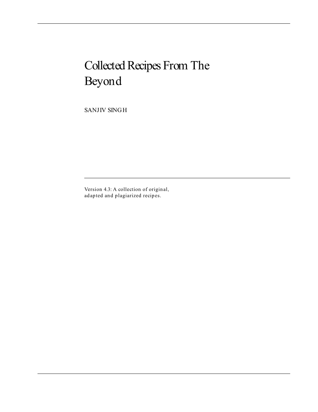 Collected Recipes from the Beyond