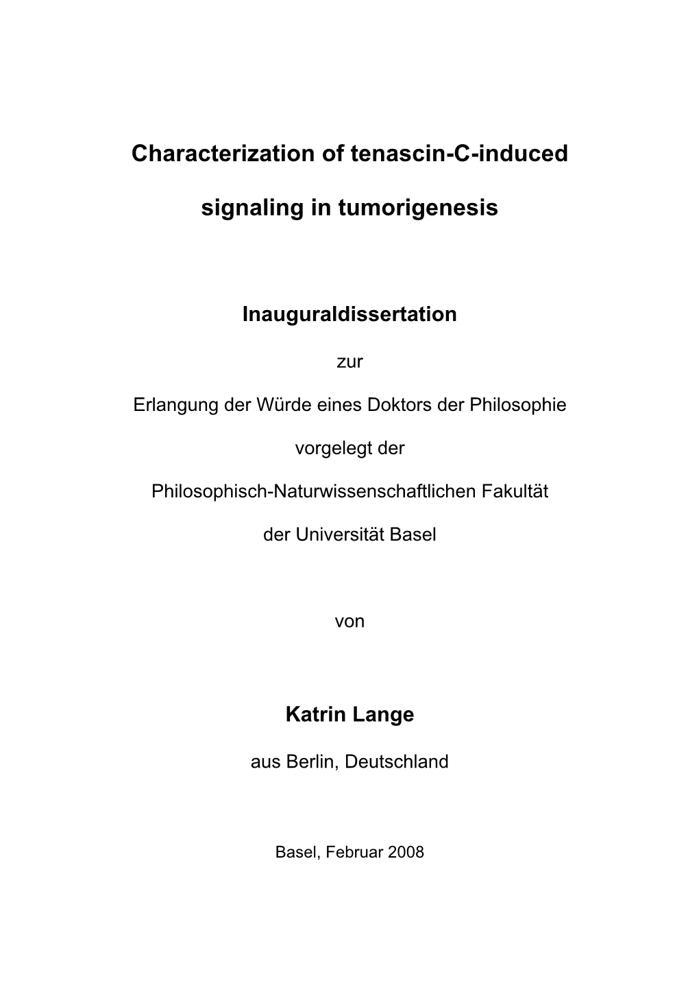 Characterization of Tenascin-C-Induced Signaling In