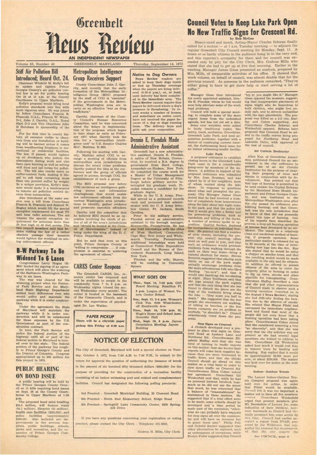 14 September 1972 Greenbelt News Review