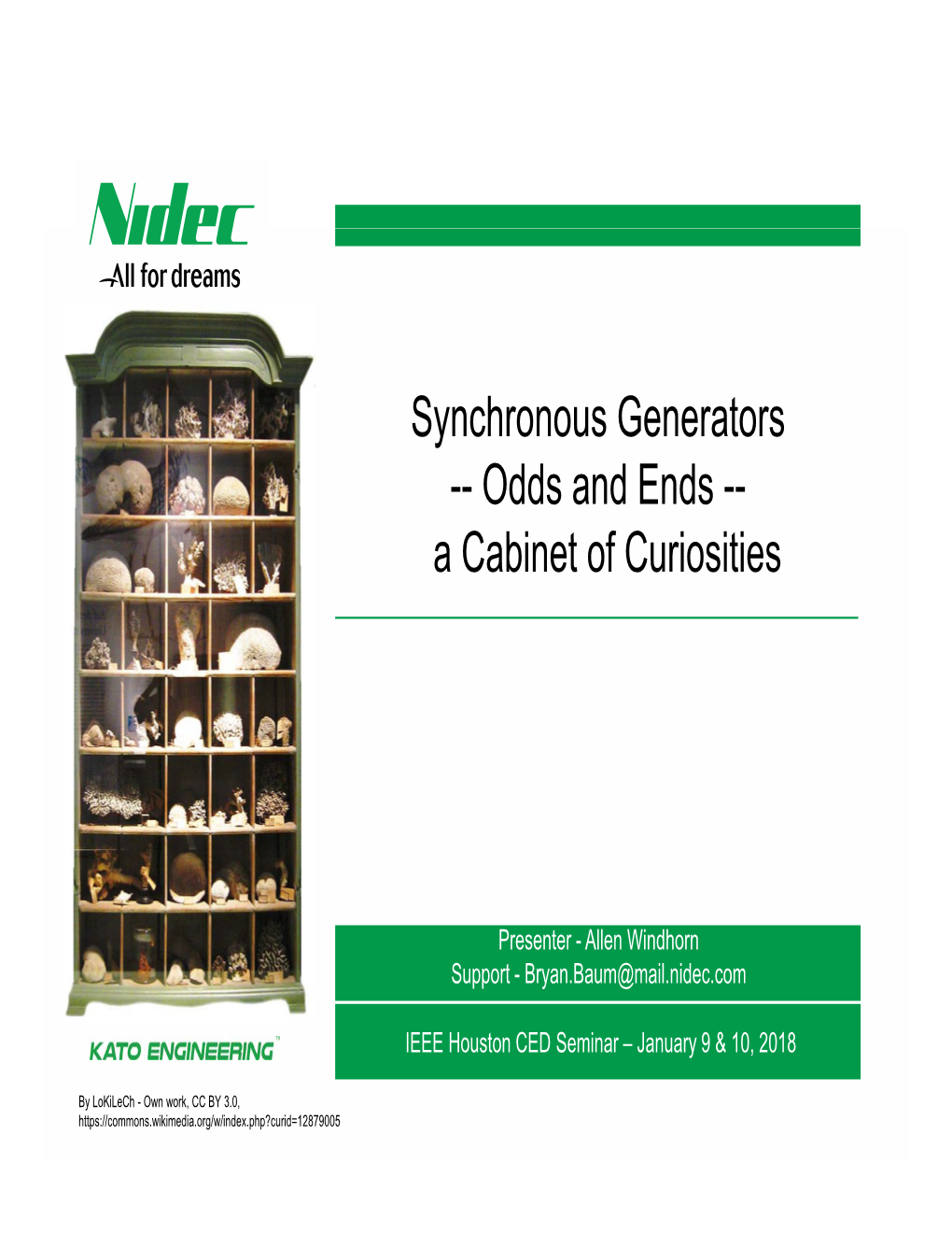 Synchronous Generators -- Odds and Ends -- a Ca Bine T O F Cur Ios Ities