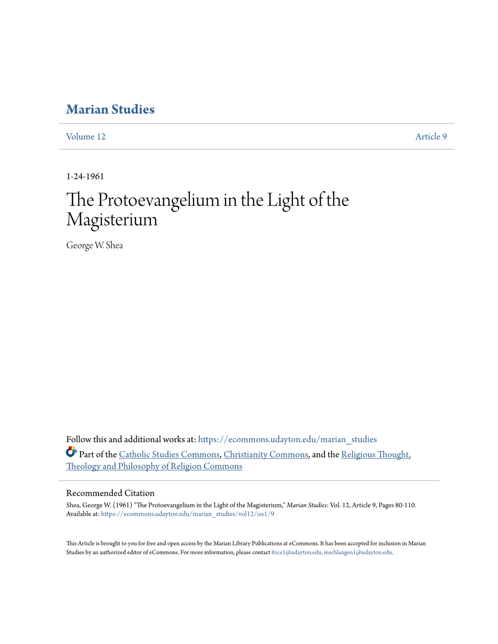 The Protoevangelium in the Light of the Magisterium