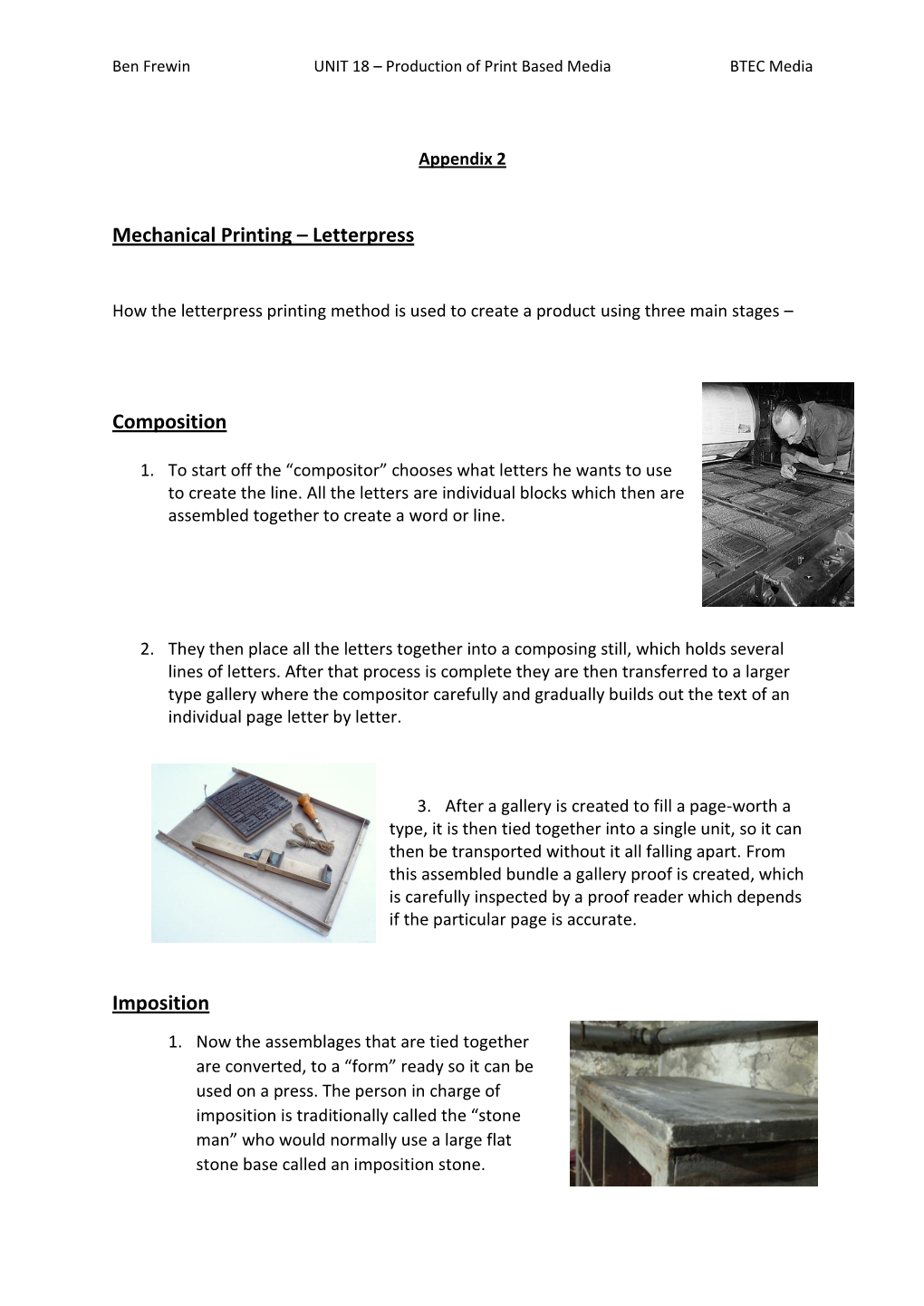 Mechanical Printing – Letterpress Composition Imposition