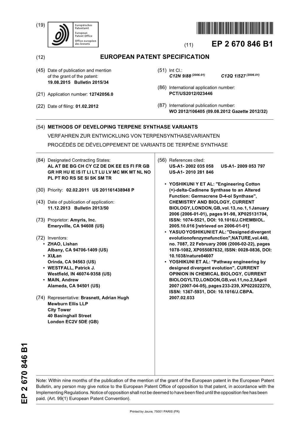 Methods of Developing Terpene Synthase Variants Verfahren Zur Entwicklung Von Terpensynthasevarianten Procédés De Développement De Variants De Terpène Synthase