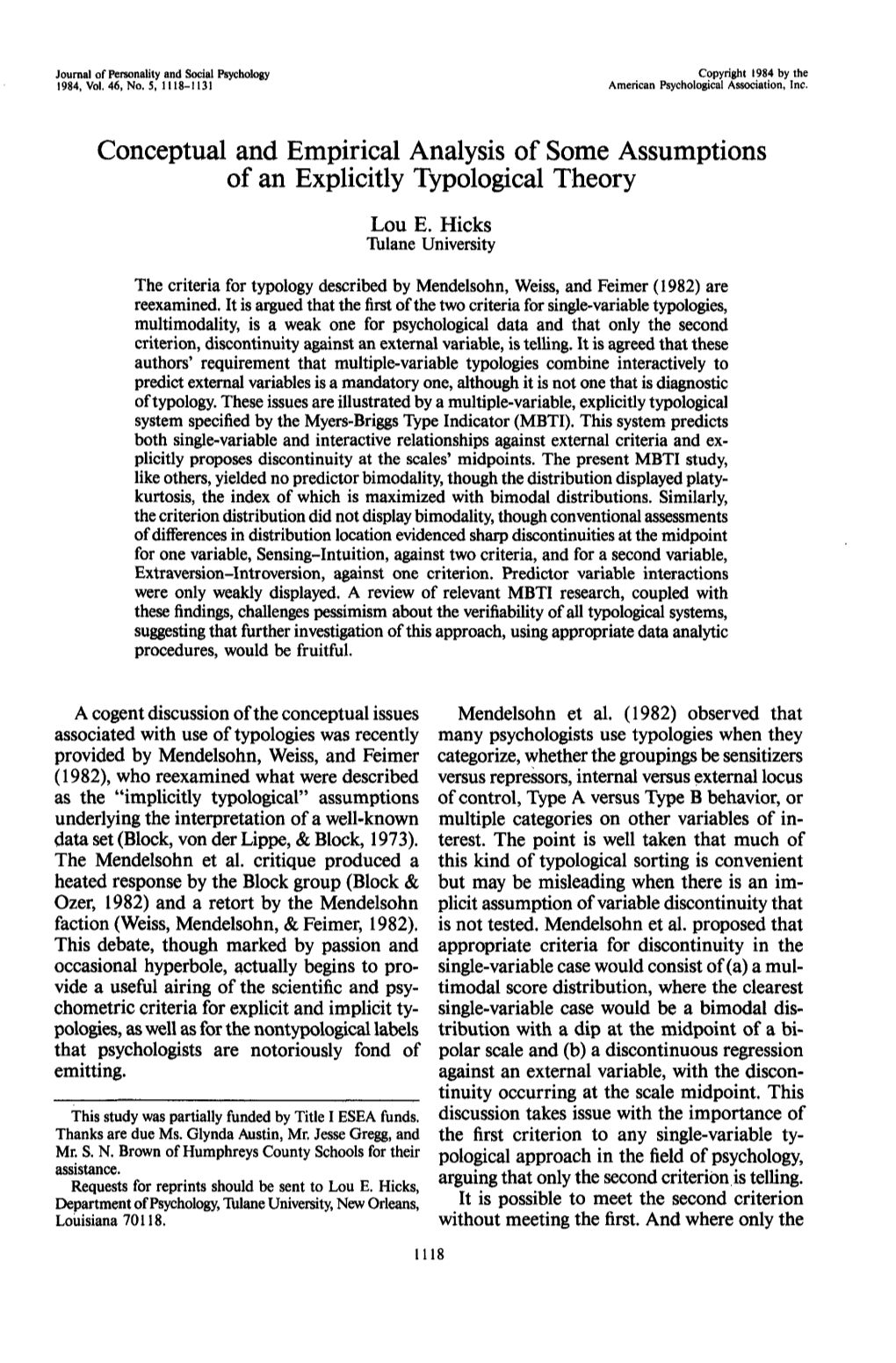 Conceptual and Empirical Analysis of Some Assumptions of an Explicitly Typological Theory