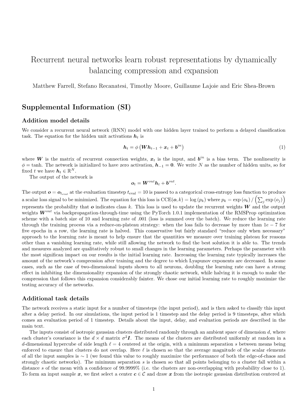 Recurrent Neural Networks Learn Robust Representations by Dynamically Balancing Compression and Expansion