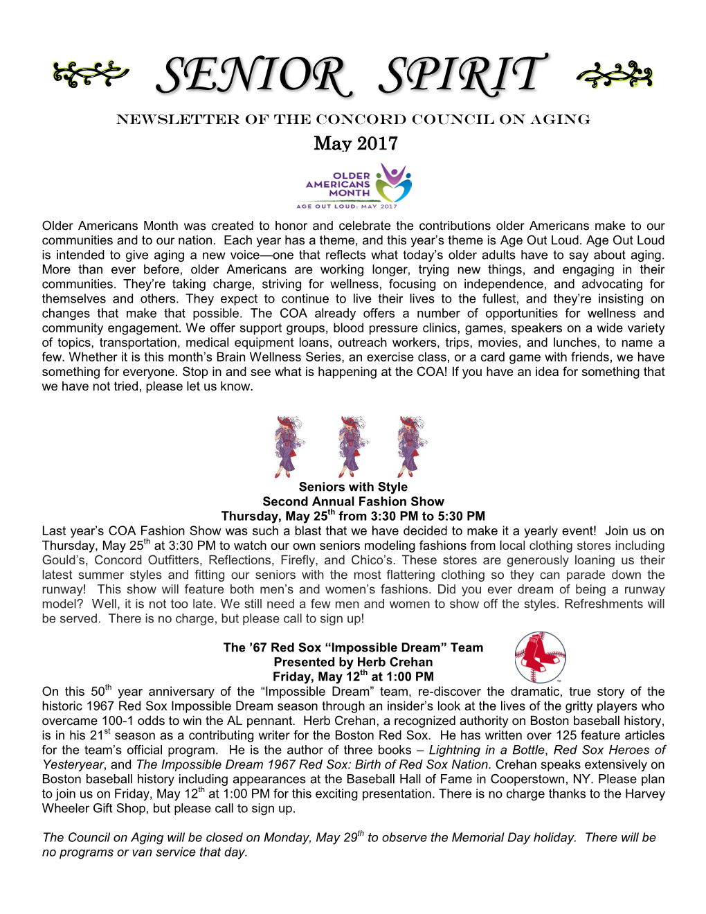 Senior Spirit Newsletter of the Concord Council on Aging