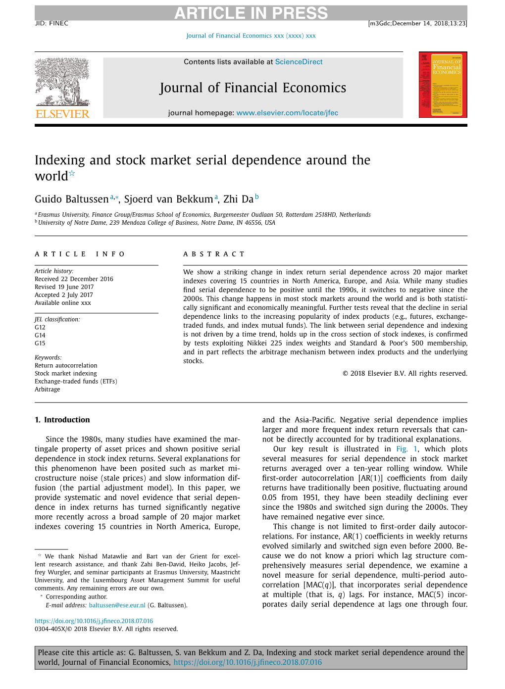 Indexing and Stock Market Serial Dependence Around the World