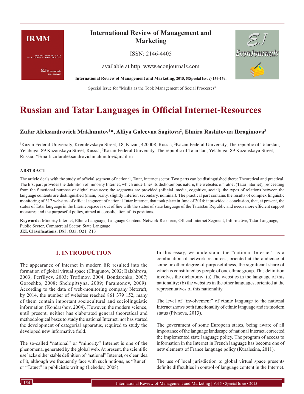 Russian and Tatar Languages in Official Internet-Resources