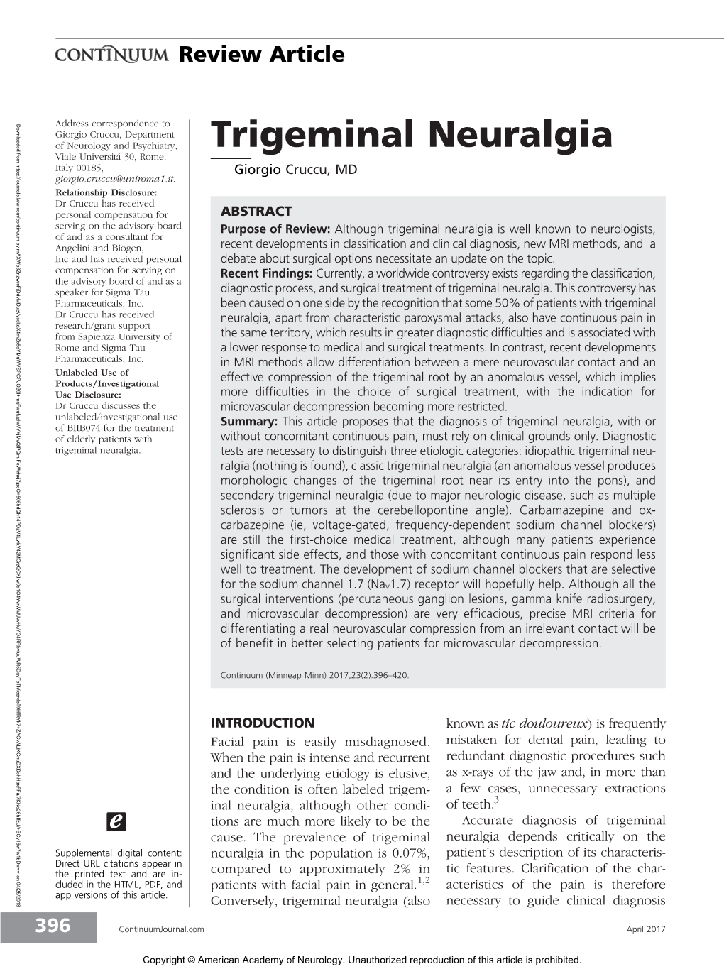 Trigeminal Neuralgia