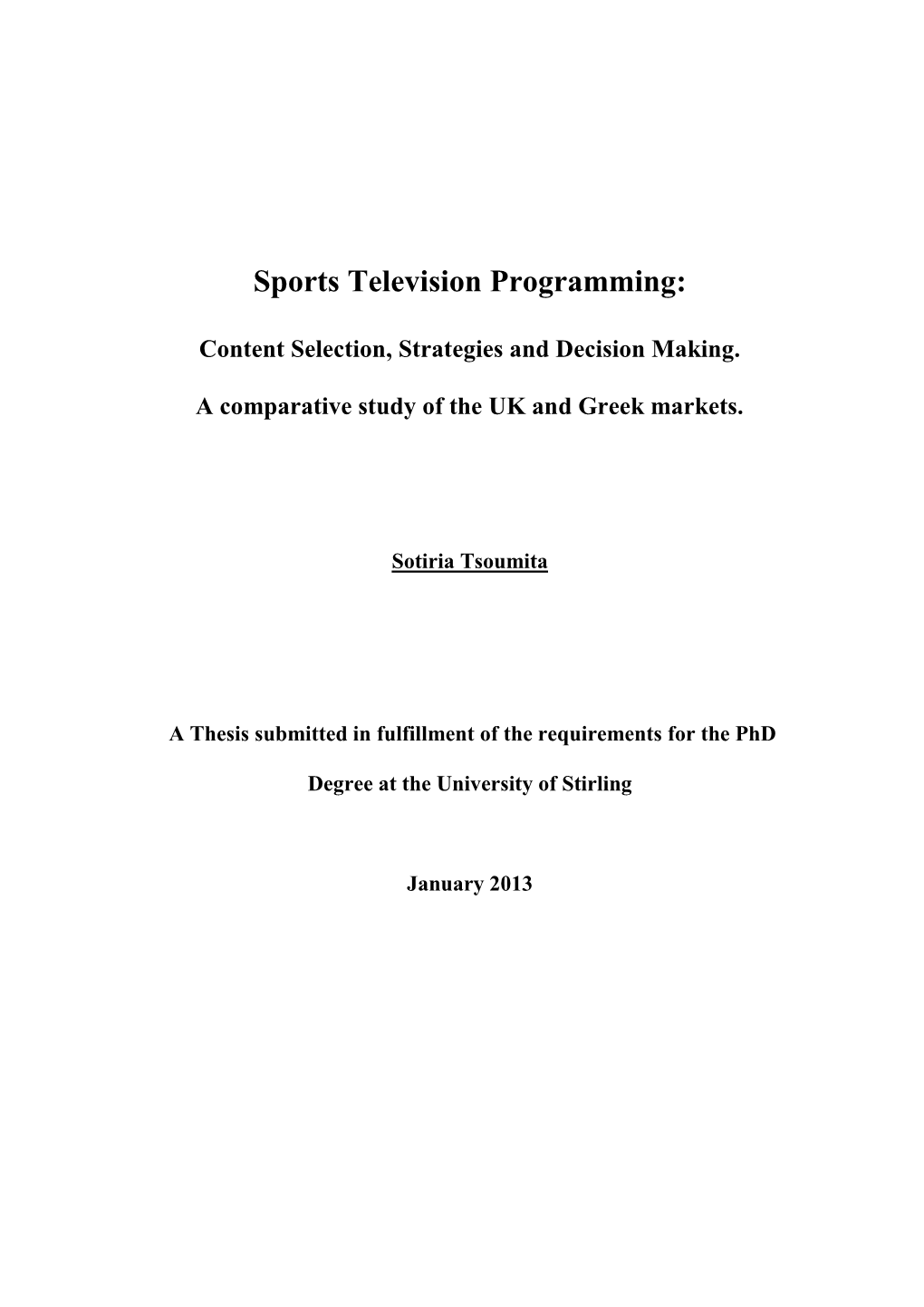 Sports Television Programming