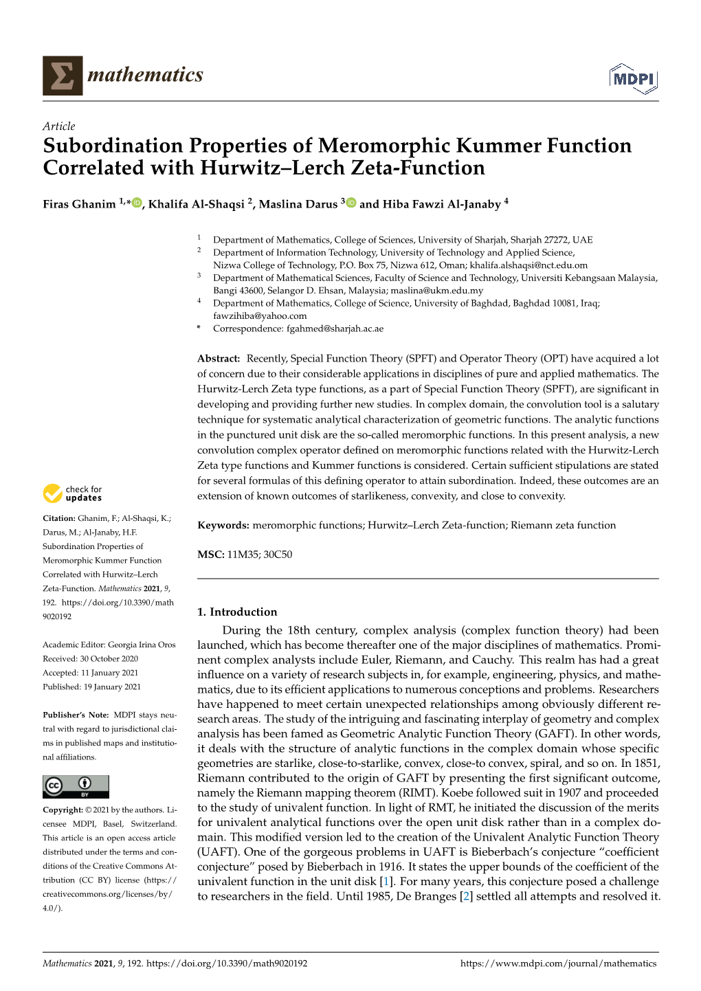 Subordination Properties of Meromorphic Kummer Function Correlated with Hurwitz–Lerch Zeta-Function