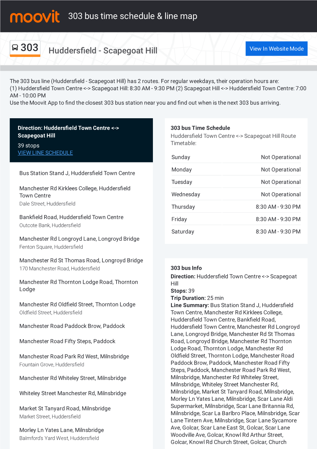 303 Bus Time Schedule & Line Route