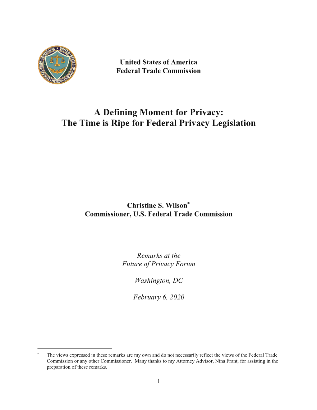 The Time Is Ripe for Federal Privacy Legislation