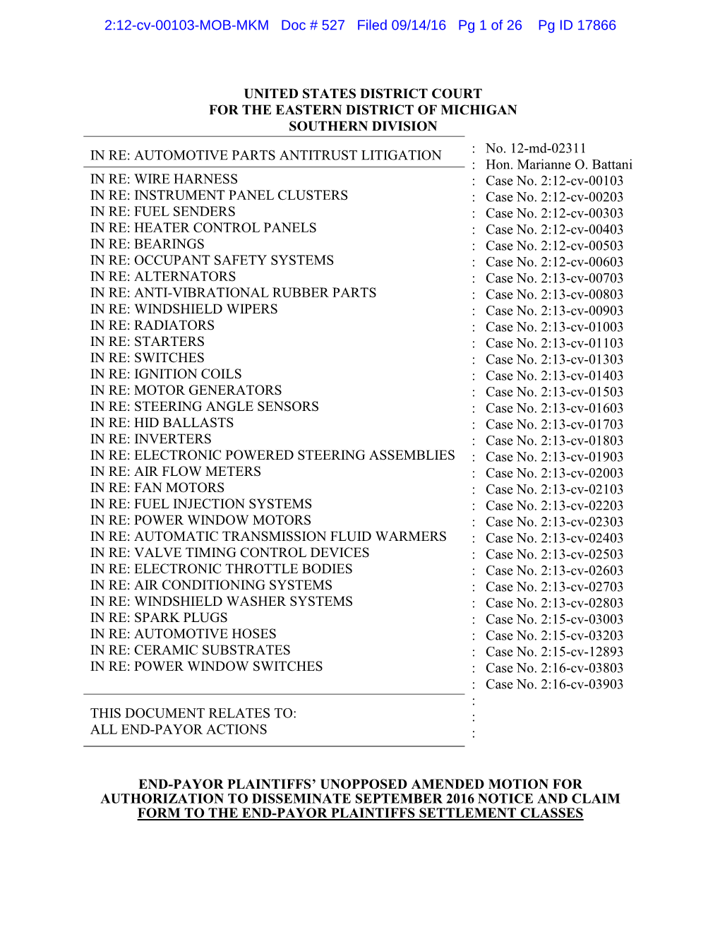 Amended Motion to Disseminate September