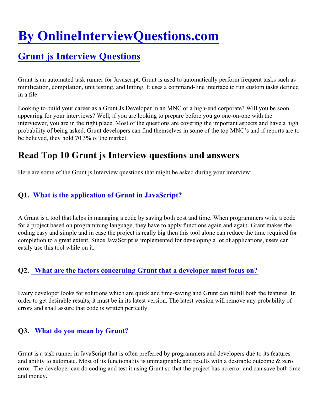 Grunt Js Interview Questions