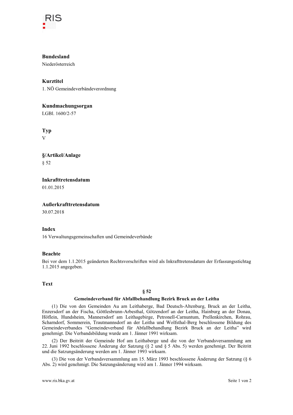 Bundesland Kurztitel Kundmachungsorgan Typ §/Artikel