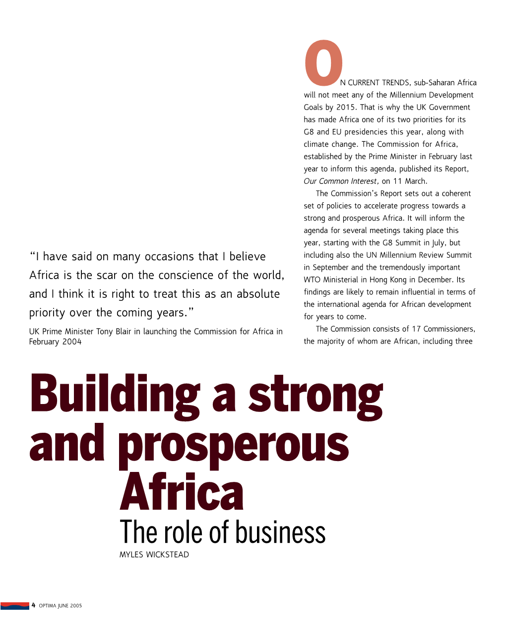 Building a Strong and Prosperous Africa the Role of Business MYLES WICKSTEAD