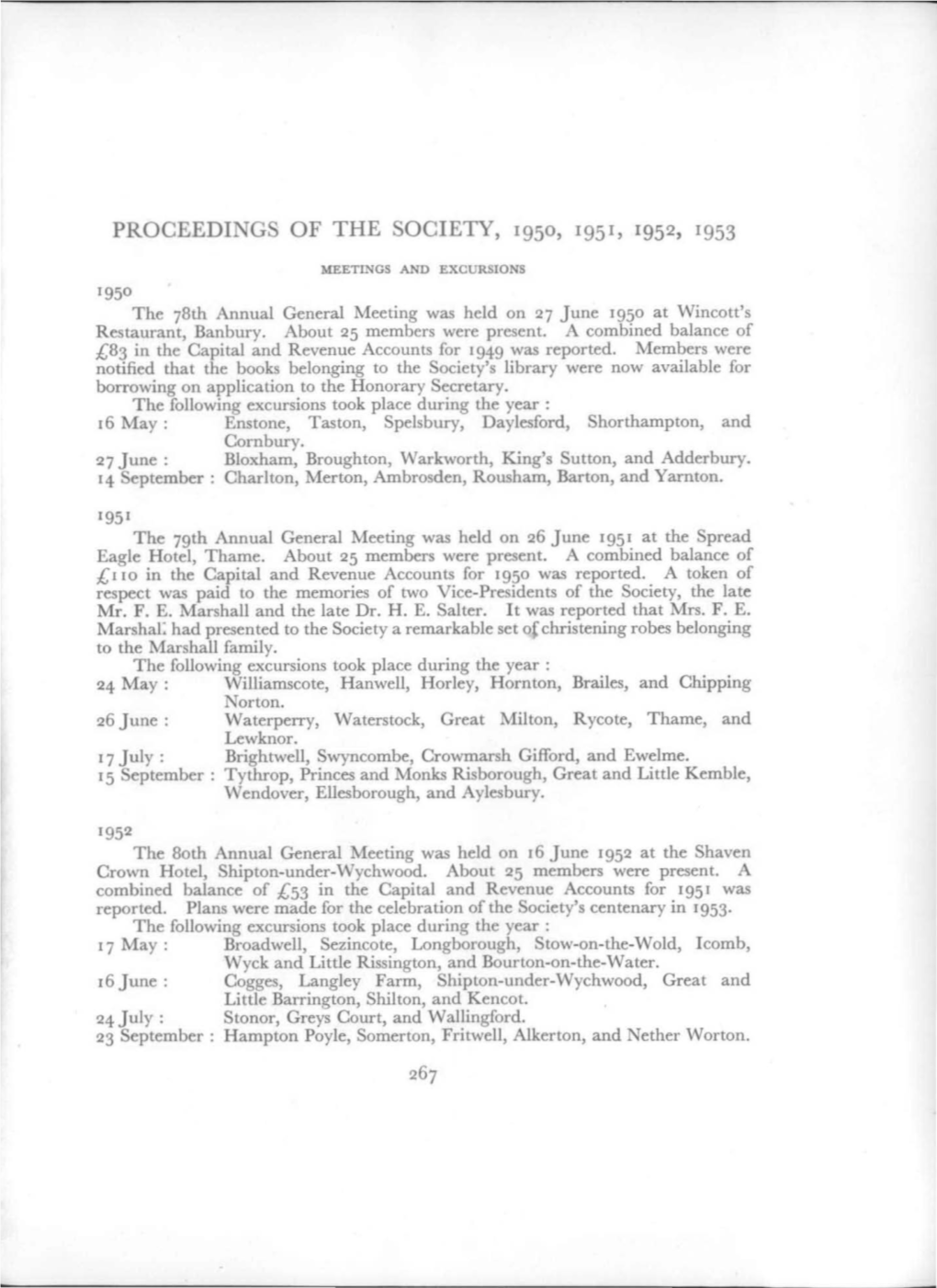 Proceedings of the Society, 1950, 1951, 1952 , 1953