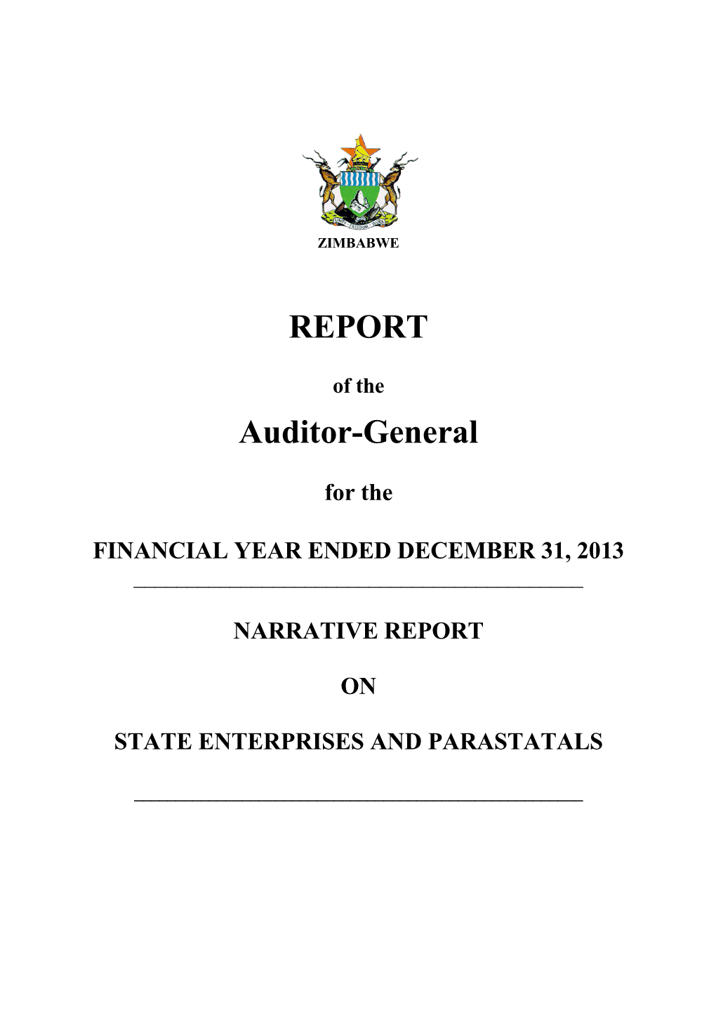 Narrative Report on State Enterprises and Parastatals 2013