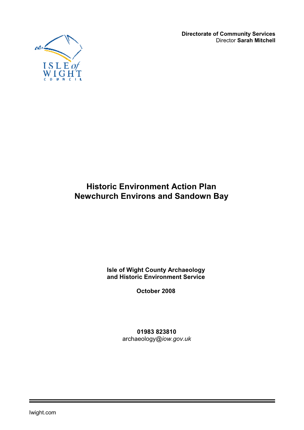 Historic Environment Action Plan Newchurch Environs and Sandown Bay