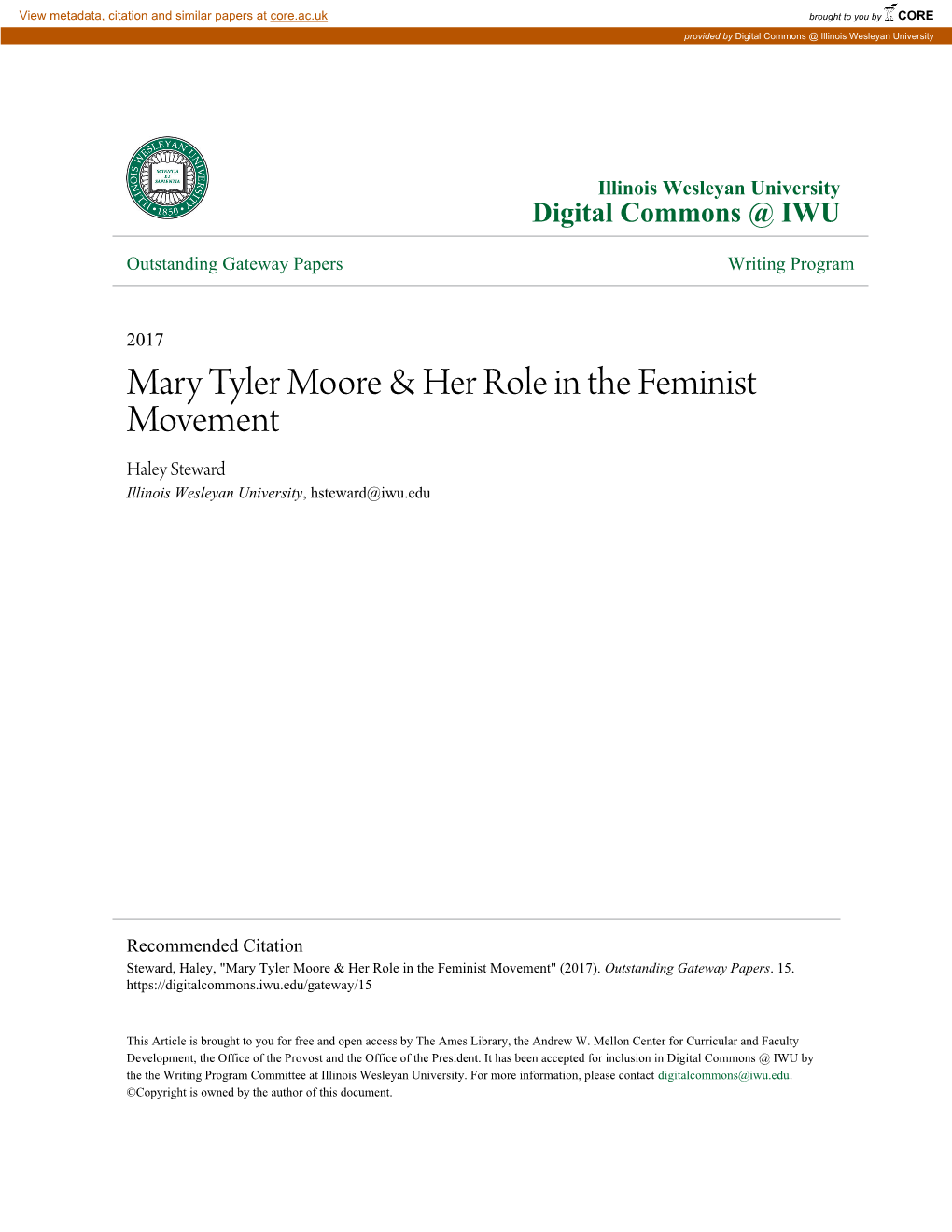 Mary Tyler Moore & Her Role in the Feminist Movement