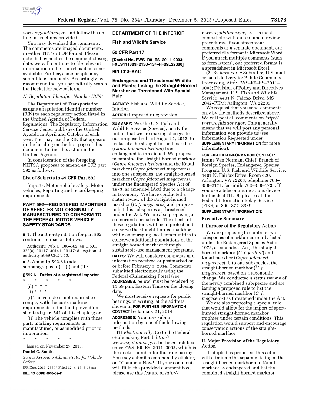 Federal Register/Vol. 78, No. 234/Thursday, December 5, 2013