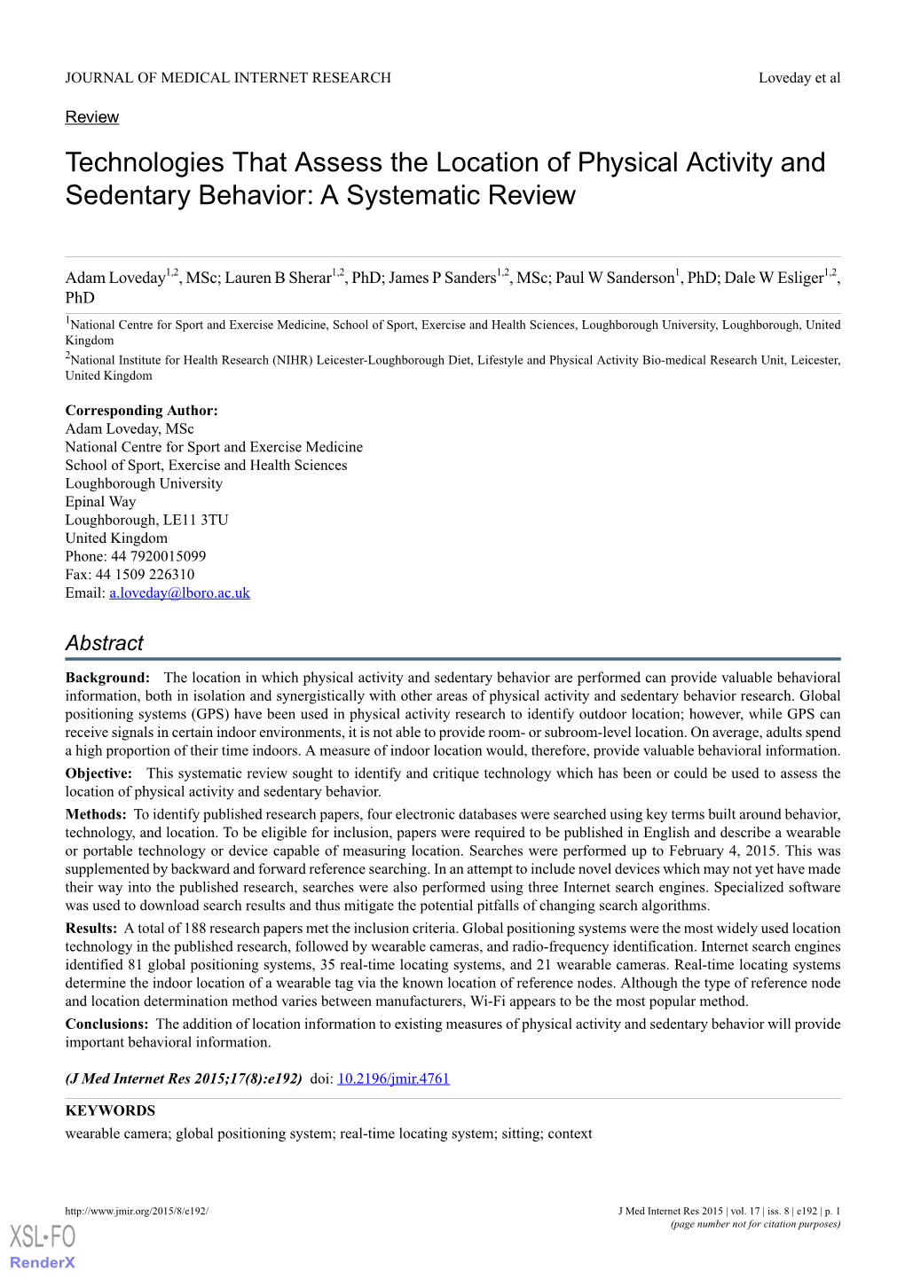 Technologies That Assess the Location of Physical Activity and Sedentary Behavior: a Systematic Review