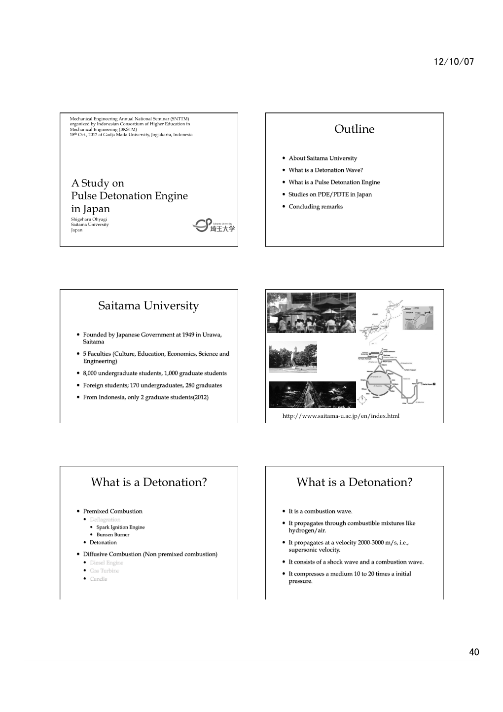 Outline Saitama University What Is a Detonation?