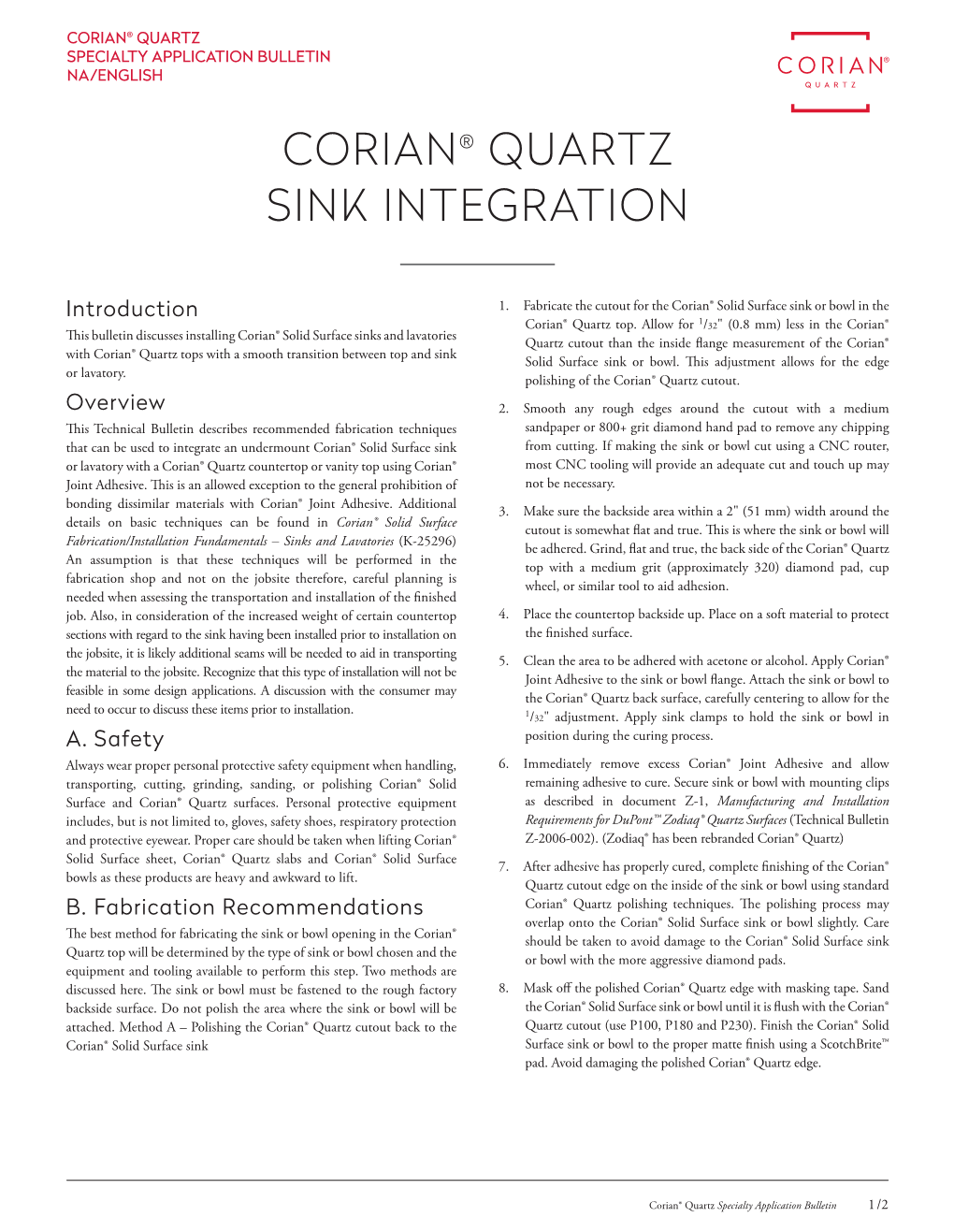 Corian® Quartz Sink Integration