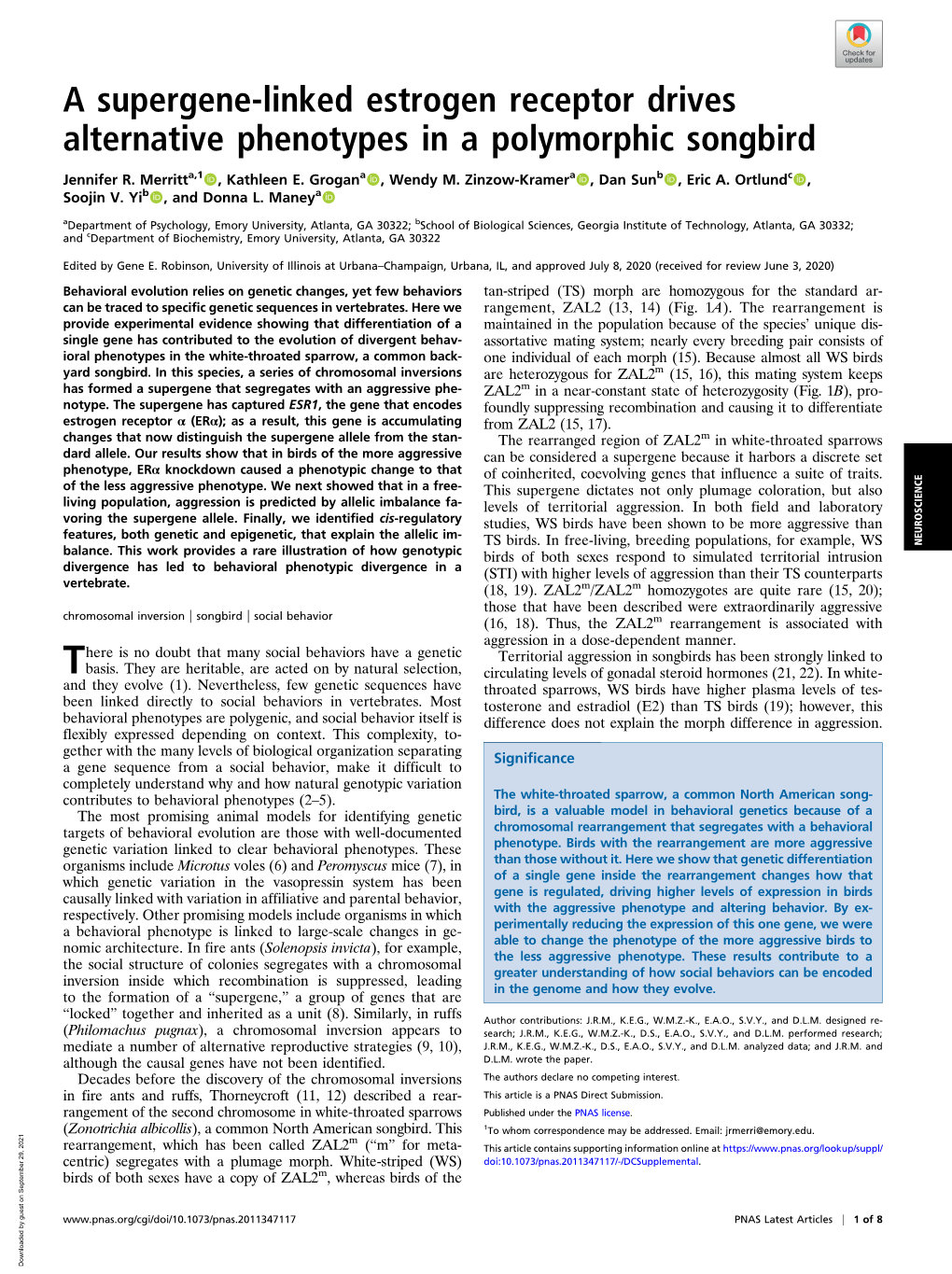 A Supergene-Linked Estrogen Receptor Drives Alternative Phenotypes in a Polymorphic Songbird