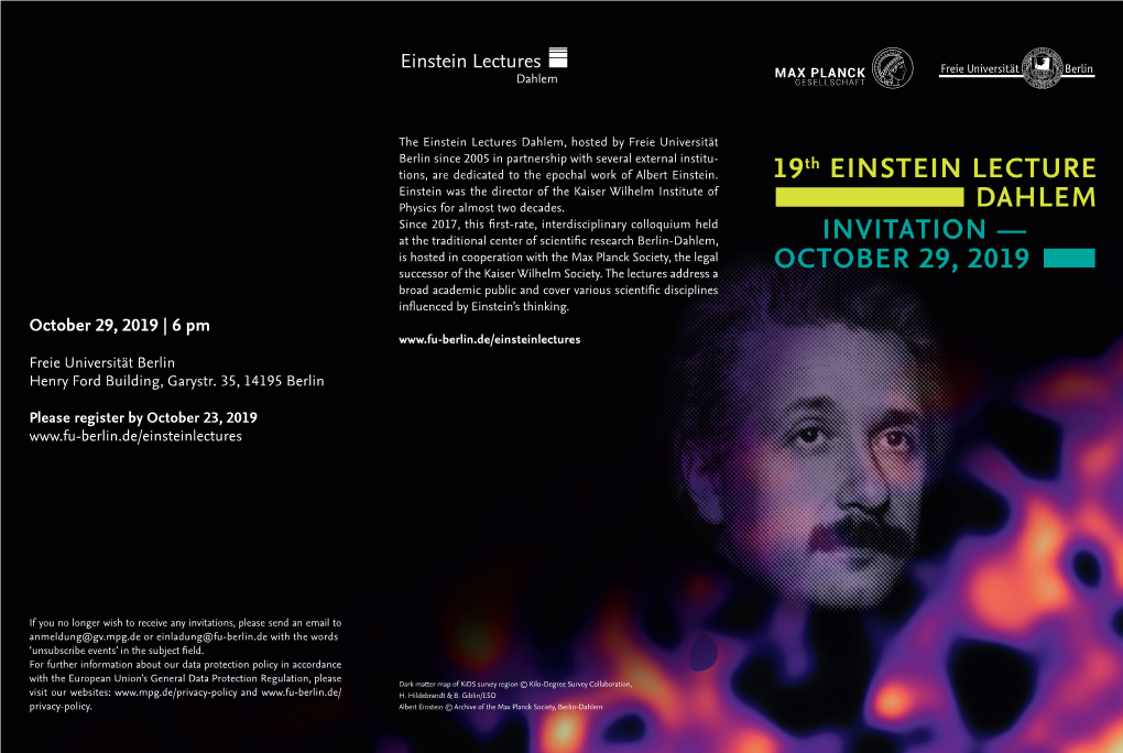 Flyer Einstein Lecture 2019