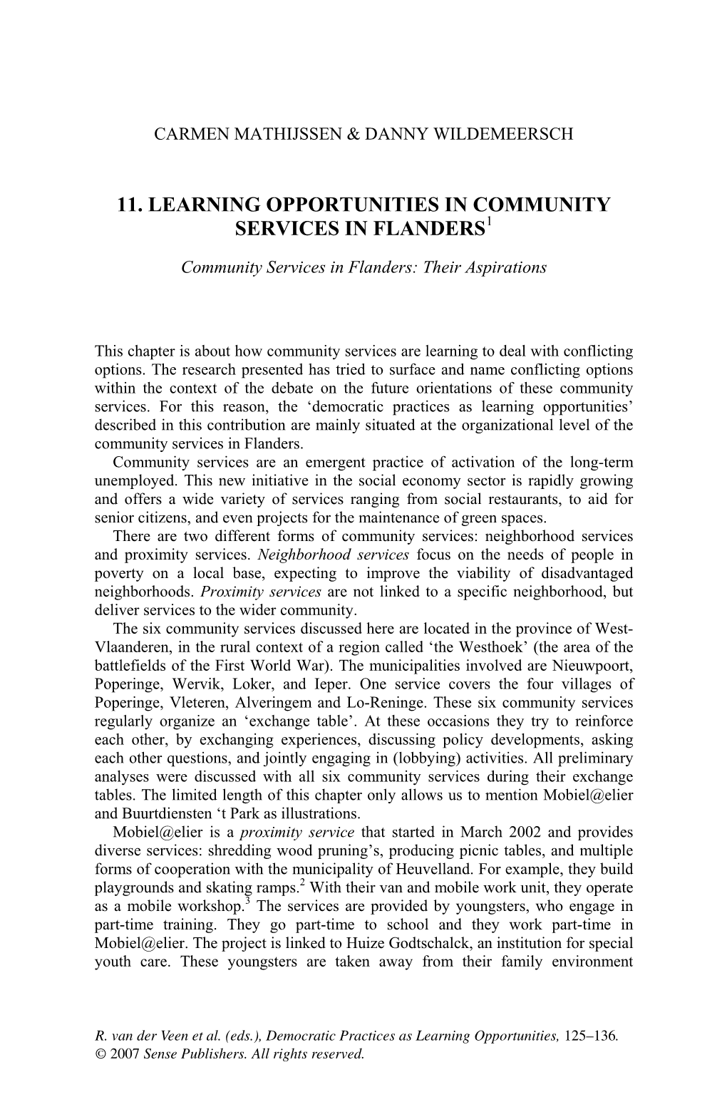 11. Learning Opportunities in Community Services in Flanders1