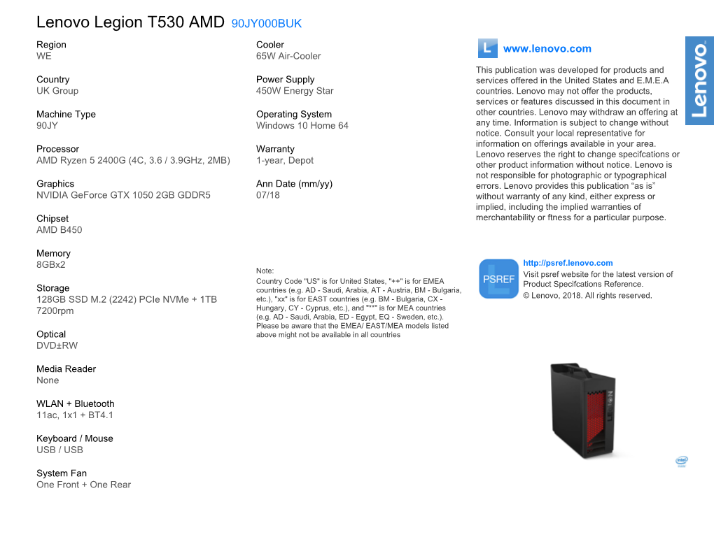 Lenovo Legion T530 AMD 90JY000BUK
