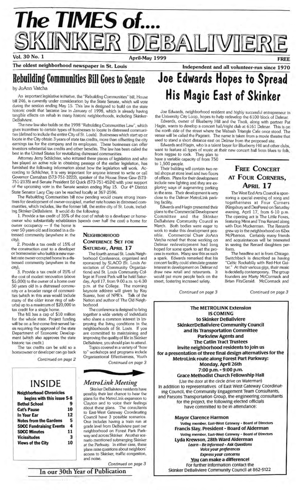 The Times of Skinker Debaliviere April-May 1999