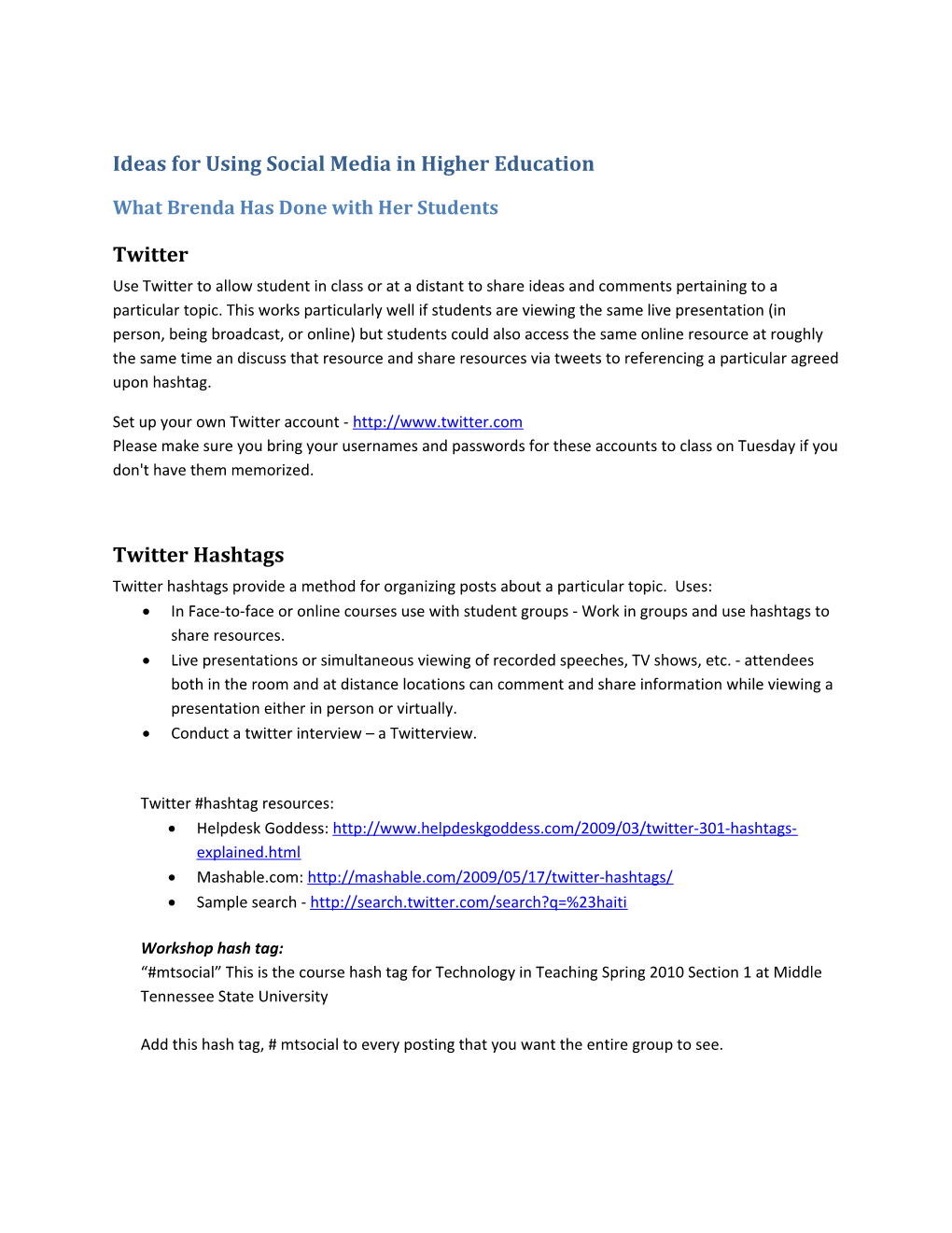 Ideas for Using Social Media in Higher Education