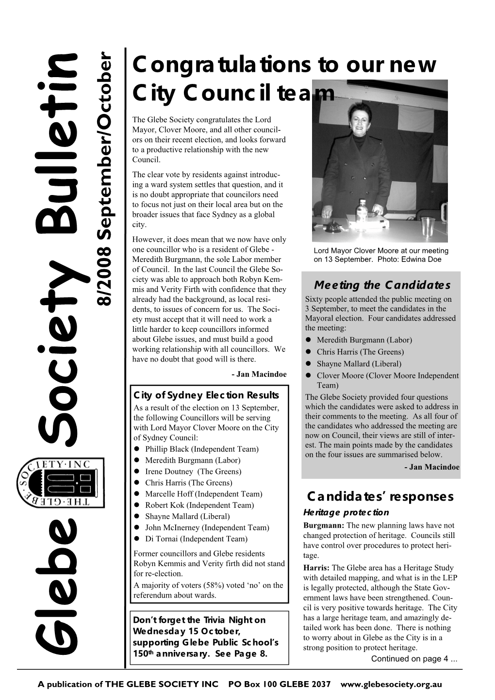 Glebe Society Bulletin 2008 Issue 08