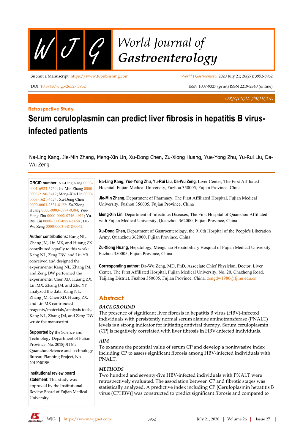 Serum Ceruloplasmin Can Predict Liver Fibrosis in Hepatitis B Virus-Infected Patients