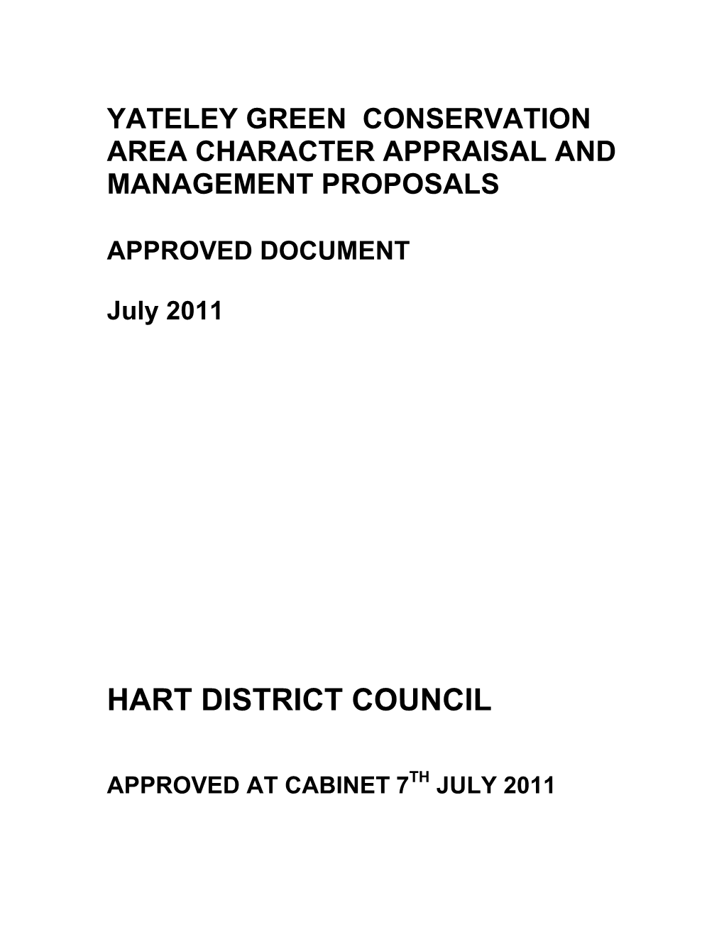 Yateley Green Conservation Area Character Appraisal and Management Proposals
