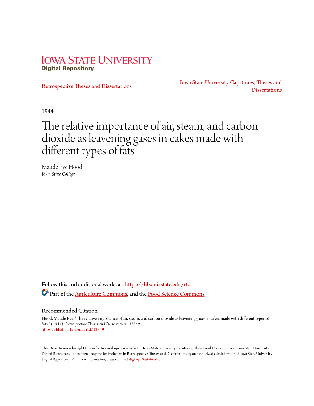 The Relative Importance of Air, Steam, and Carbon Dioxide As Leavening