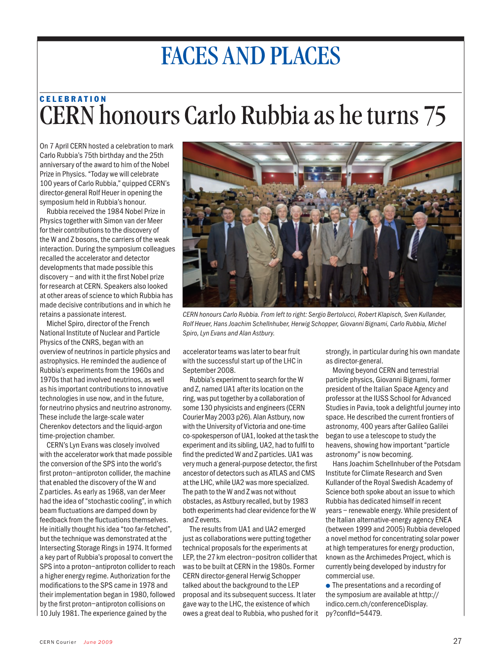 CERN Honours Carlo Rubbia As He Turns 75