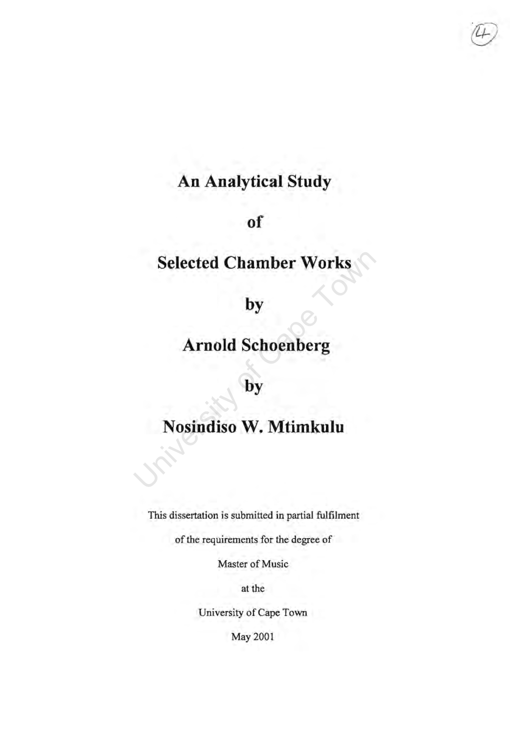 An Analytical Study of Selected Chamber Works by A.Schoenberg