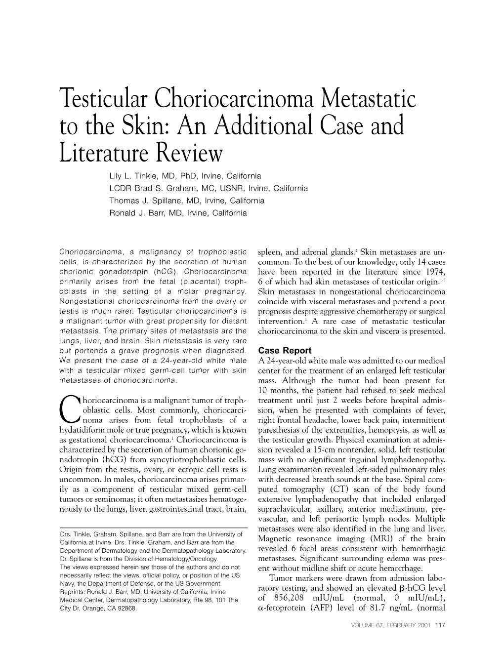 Testicular Choriocarcinoma Metastatic to the Skin: an Additional Case and Literature Review Lily L