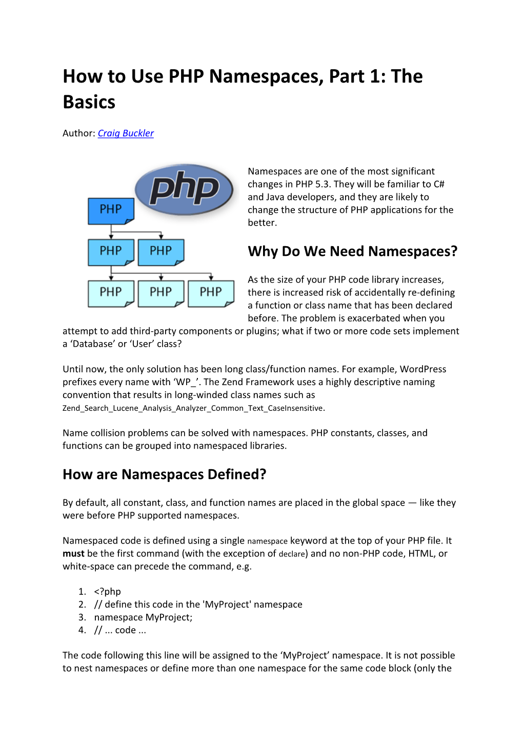 How to Use PHP Namespaces, Part 1: the Basics