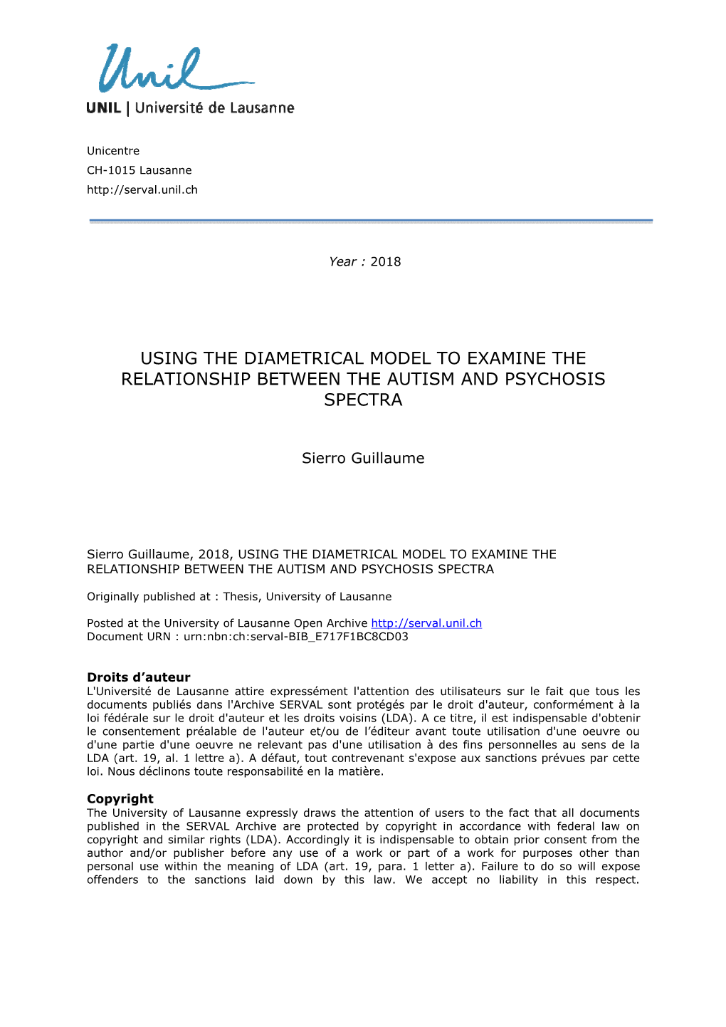 Using the Diametrical Model to Examine the Relationship Between the Autism and Psychosis Spectra