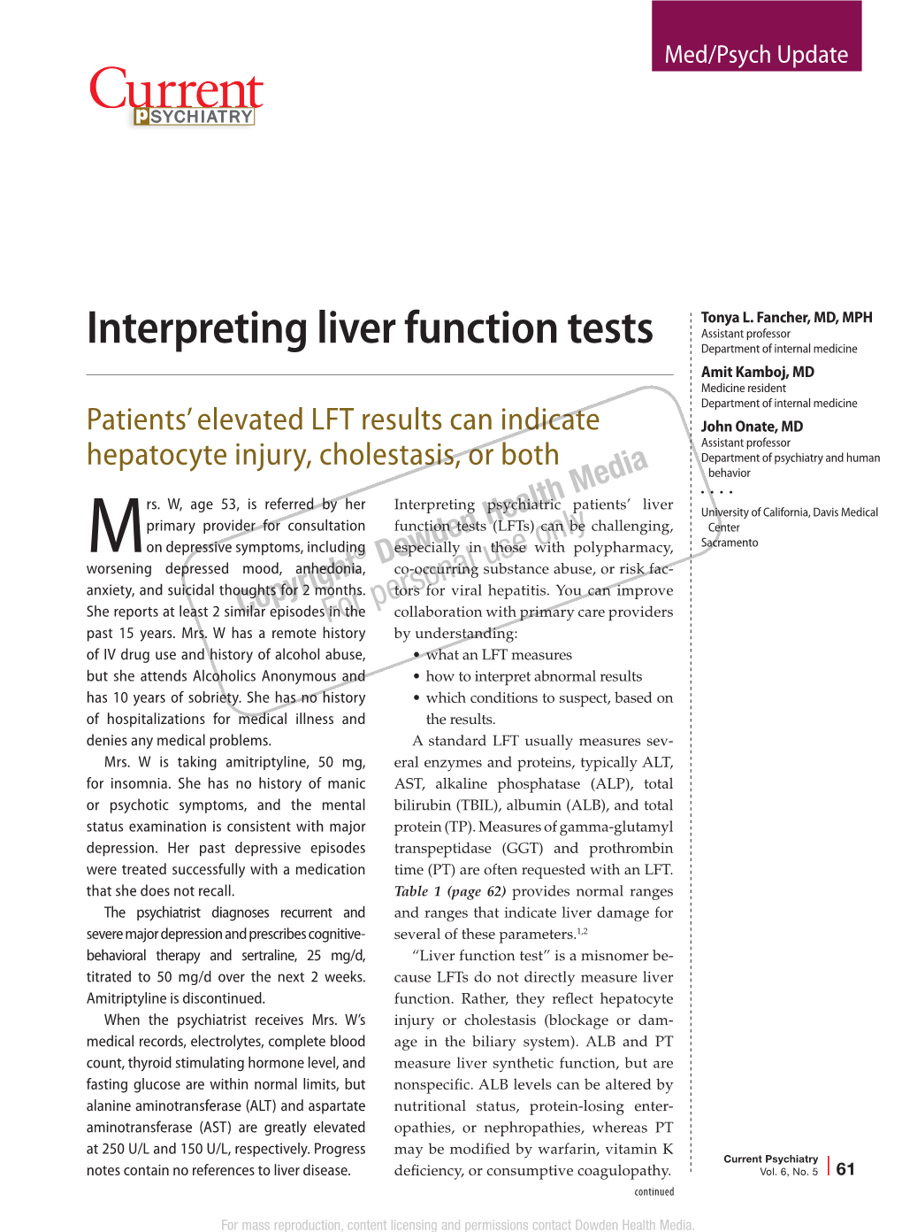 Interpreting Liver Function Tests