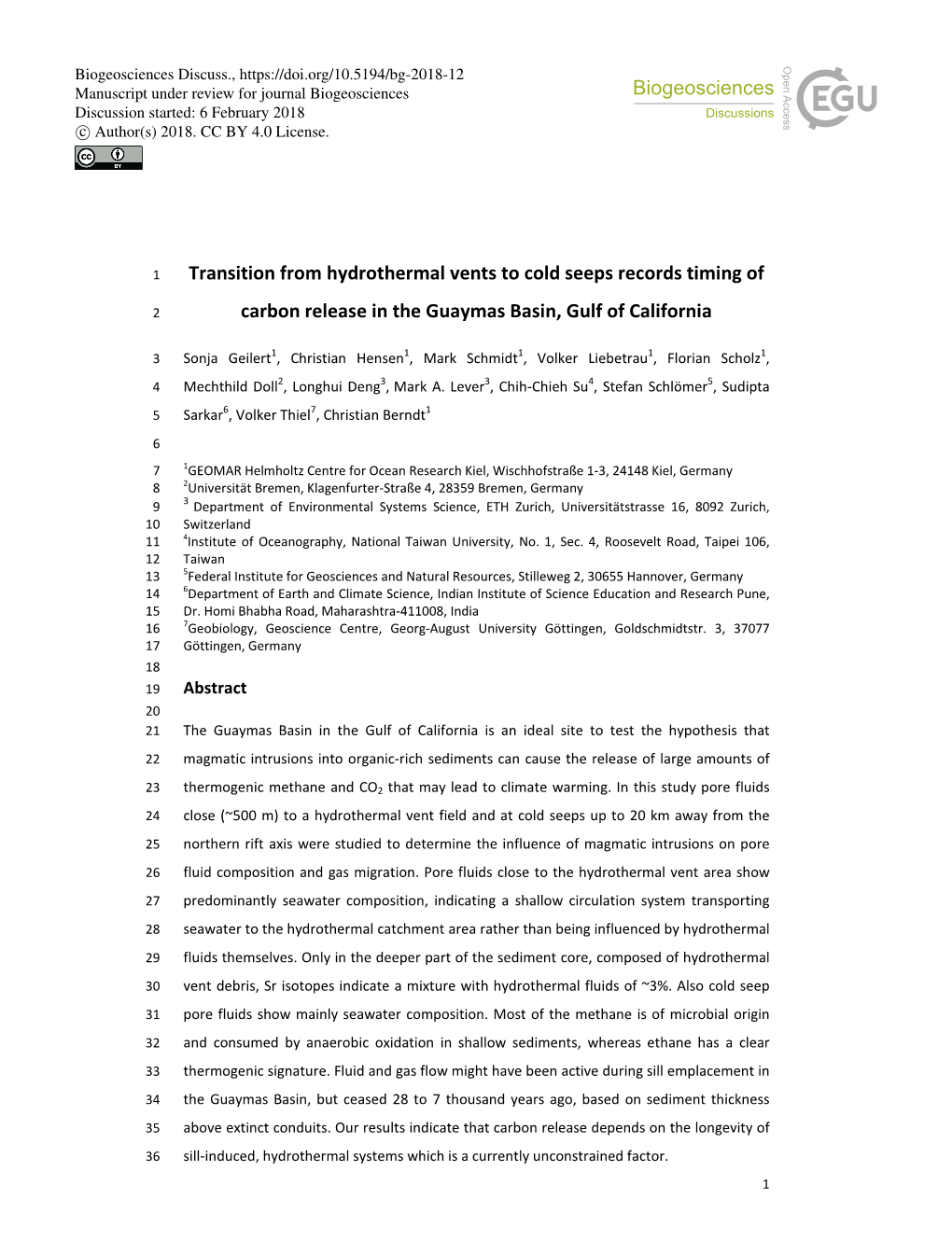 Transition from Hydrothermal Vents to Cold Seeps Records Timing of Carbon